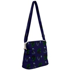 Gothic Girl Rose Blue Pattern Zipper Messenger Bag