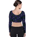 Gothic Girl Rose Blue Pattern Velvet Long Sleeve Crop Top View2