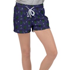 Gothic Girl Rose Blue Pattern Women s Velour Lounge Shorts