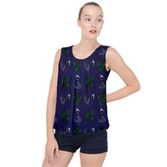 Gothic Girl Rose Blue Pattern Bubble Hem Chiffon Tank Top