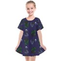 Gothic Girl Rose Blue Pattern Kids  Smock Dress View1