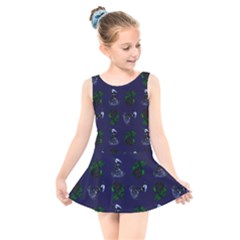 Gothic Girl Rose Blue Pattern Kids  Skater Dress Swimsuit