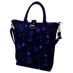 Gothic Girl Rose Blue Pattern Buckle Top Tote Bag