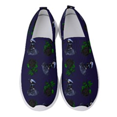 Gothic Girl Rose Blue Pattern Women s Slip On Sneakers