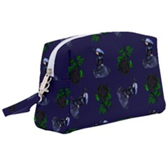 Gothic Girl Rose Blue Pattern Wristlet Pouch Bag (large)