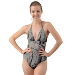 Vintage Ship Halter Cut-out One Piece Swimsuit by snowwhitegirl