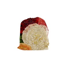 Vintage Carnation Flowers Drawstring Pouch (small) by snowwhitegirl