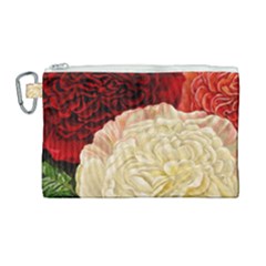 Vintage Carnation Flowers Canvas Cosmetic Bag (large)