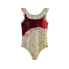 Vintage Carnation Flowers Kids  Frill Swimsuit