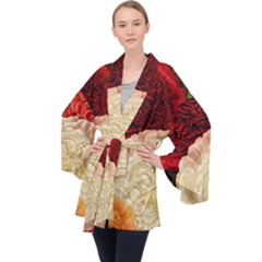 Vintage Carnation Flowers Velvet Kimono Robe by snowwhitegirl