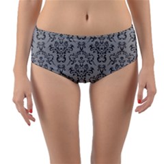 Victorian Paisley Grey Reversible Mid-waist Bikini Bottoms by snowwhitegirl