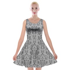 Victorian Paisley Grey Velvet Skater Dress by snowwhitegirl