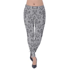 Victorian Paisley Grey Velvet Leggings by snowwhitegirl