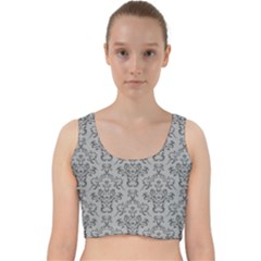 Victorian Paisley Grey Velvet Racer Back Crop Top