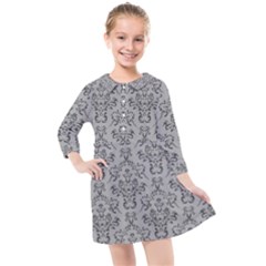 Victorian Paisley Grey Kids  Quarter Sleeve Shirt Dress