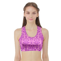 Victorian Paisley Pink Sports Bra With Border by snowwhitegirl