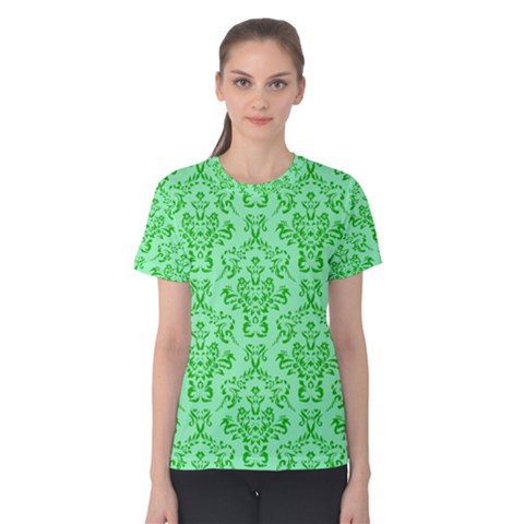 Victorian Paisley Green Women s Cotton Tee by snowwhitegirl