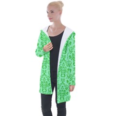 Victorian Paisley Green Longline Hooded Cardigan