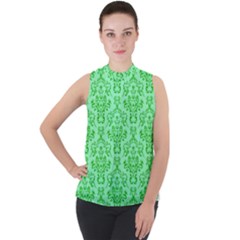 Victorian Paisley Green Mock Neck Chiffon Sleeveless Top by snowwhitegirl