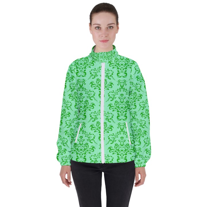 Victorian Paisley Green High Neck Windbreaker (Women)