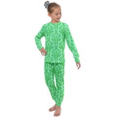 Victorian Paisley Green Kids  Long Sleeve Set 