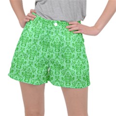 Victorian Paisley Green Stretch Ripstop Shorts