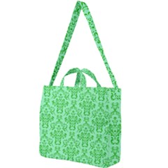 Victorian Paisley Green Square Shoulder Tote Bag