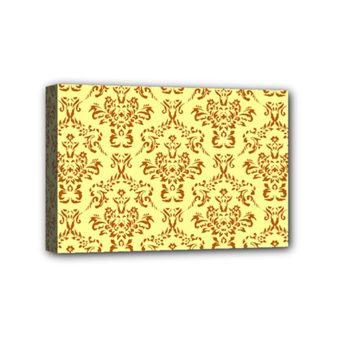 Victorian Paisley Yellow Mini Canvas 6  X 4  (stretched) by snowwhitegirl