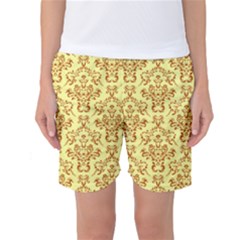 Victorian Paisley Yellow Women s Basketball Shorts by snowwhitegirl