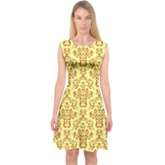 Victorian Paisley Yellow Capsleeve Midi Dress by snowwhitegirl