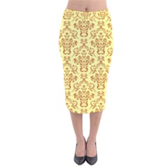 Victorian Paisley Yellow Velvet Midi Pencil Skirt by snowwhitegirl