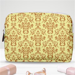 Victorian Paisley Yellow Make Up Pouch (medium) by snowwhitegirl