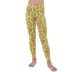 Victorian Paisley Yellow Kids  Lightweight Velour Leggings by snowwhitegirl