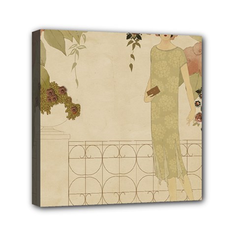 Flapper Lady Vintage Mini Canvas 6  X 6  (stretched) by snowwhitegirl