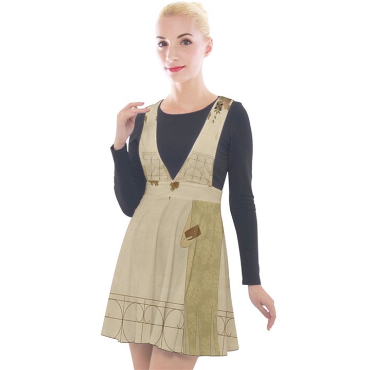 Flapper Lady Vintage Plunge Pinafore Velour Dress