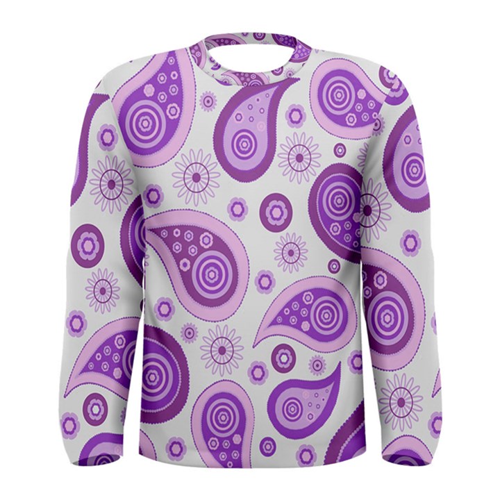 Retro Paisley Purple Men s Long Sleeve Tee