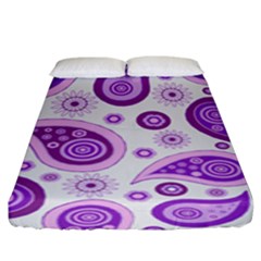 Retro Paisley Purple Fitted Sheet (king Size) by snowwhitegirl