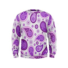 Retro Paisley Purple Kids  Sweatshirt by snowwhitegirl