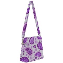 Retro Paisley Purple Zipper Messenger Bag