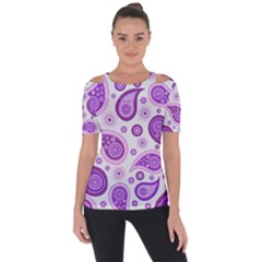 Retro Paisley Purple Shoulder Cut Out Short Sleeve Top by snowwhitegirl