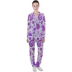 Retro Paisley Purple Casual Jacket And Pants Set