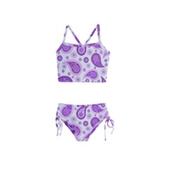 Retro Paisley Purple Girls  Tankini Swimsuit by snowwhitegirl