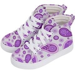 Retro Paisley Purple Kids  Hi-top Skate Sneakers by snowwhitegirl