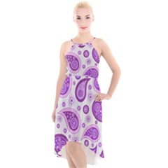 Retro Paisley Purple High-low Halter Chiffon Dress  by snowwhitegirl