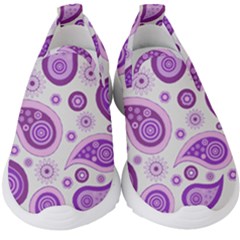 Retro Paisley Purple Kids  Slip On Sneakers