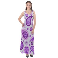 Retro Paisley Purple Sleeveless Velour Maxi Dress by snowwhitegirl