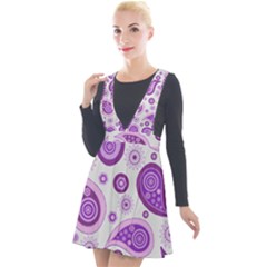 Retro Paisley Purple Plunge Pinafore Velour Dress