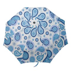 Retro Paisley Blue Folding Umbrellas by snowwhitegirl