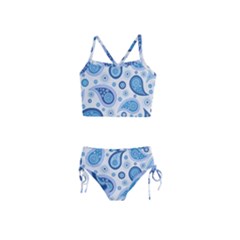 Retro Paisley Blue Girls  Tankini Swimsuit by snowwhitegirl