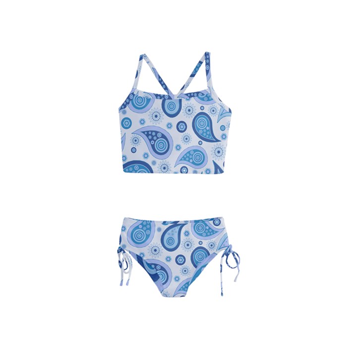 Retro Paisley Blue Girls  Tankini Swimsuit